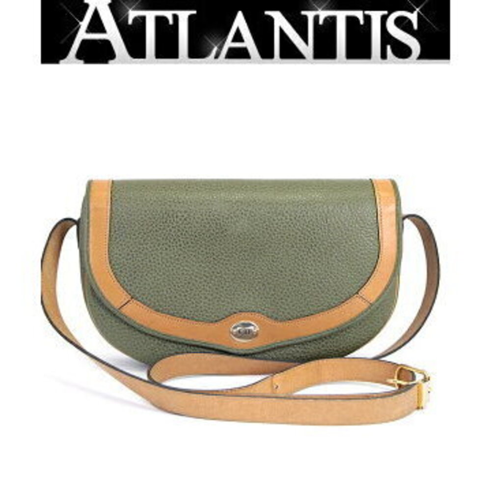 Christian Dior leather shoulder bag Camel Tan Brown green